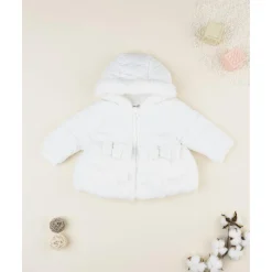 Abrigo acolchado niña blanco con inserto de peluche