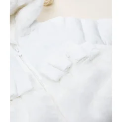 Abrigo acolchado niña blanco con inserto de peluche