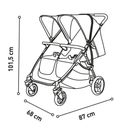 Asalvo - Silla de Paseo Gemelar Bro Gris