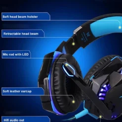 Auriculares Gaming con LED y control de volumen para consola PS4, XBOX y PC Azul