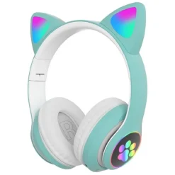 Auriculares orejas de gato bluetooth turquesa