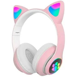 Auriculares orejas de gato bluetooth rosa