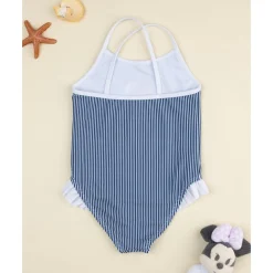 Bañador entero para niña con rayas azul y blanco y estampado de Minnie