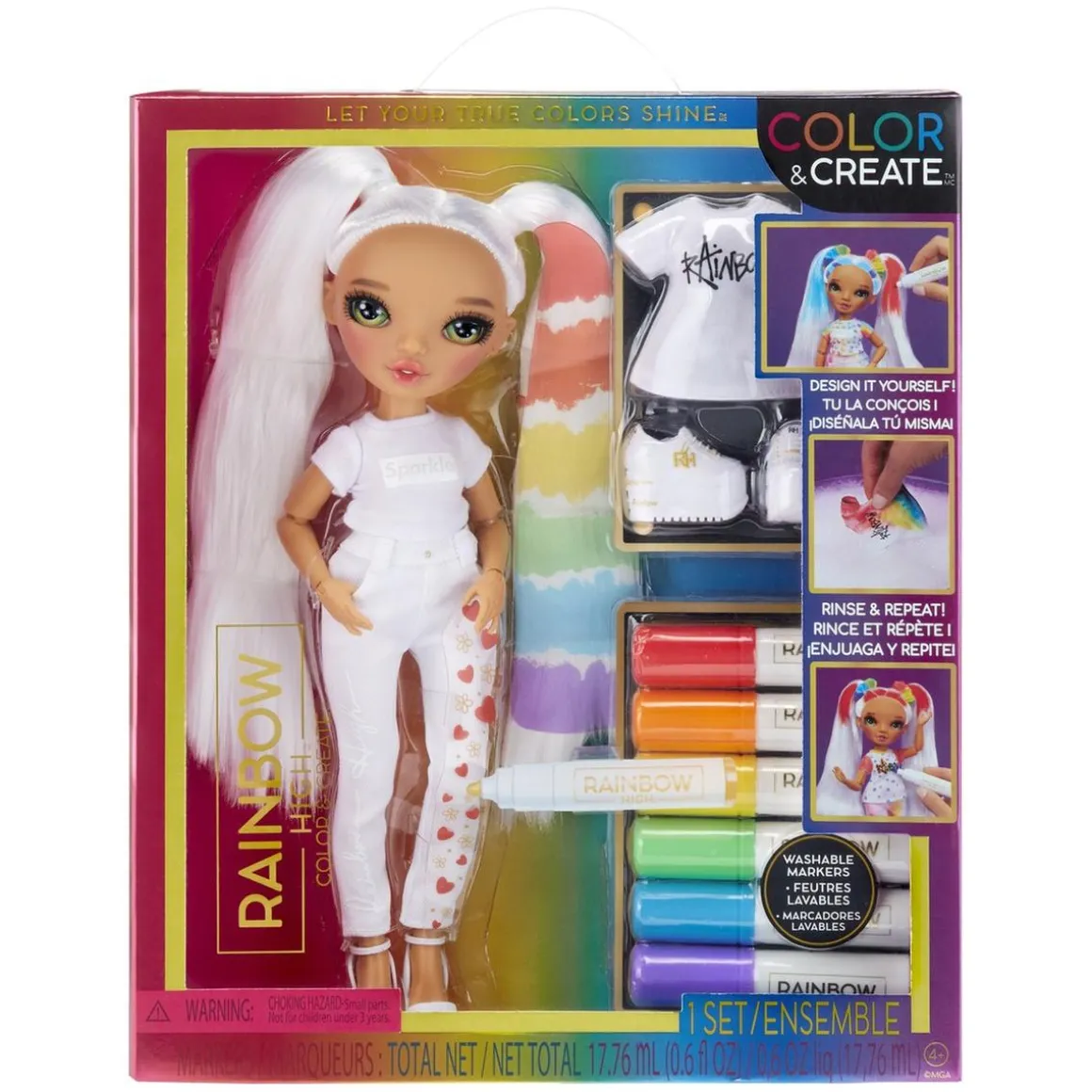 BABY born - Muñeca de moda Color & Create con ojos verdes y accesorios extra