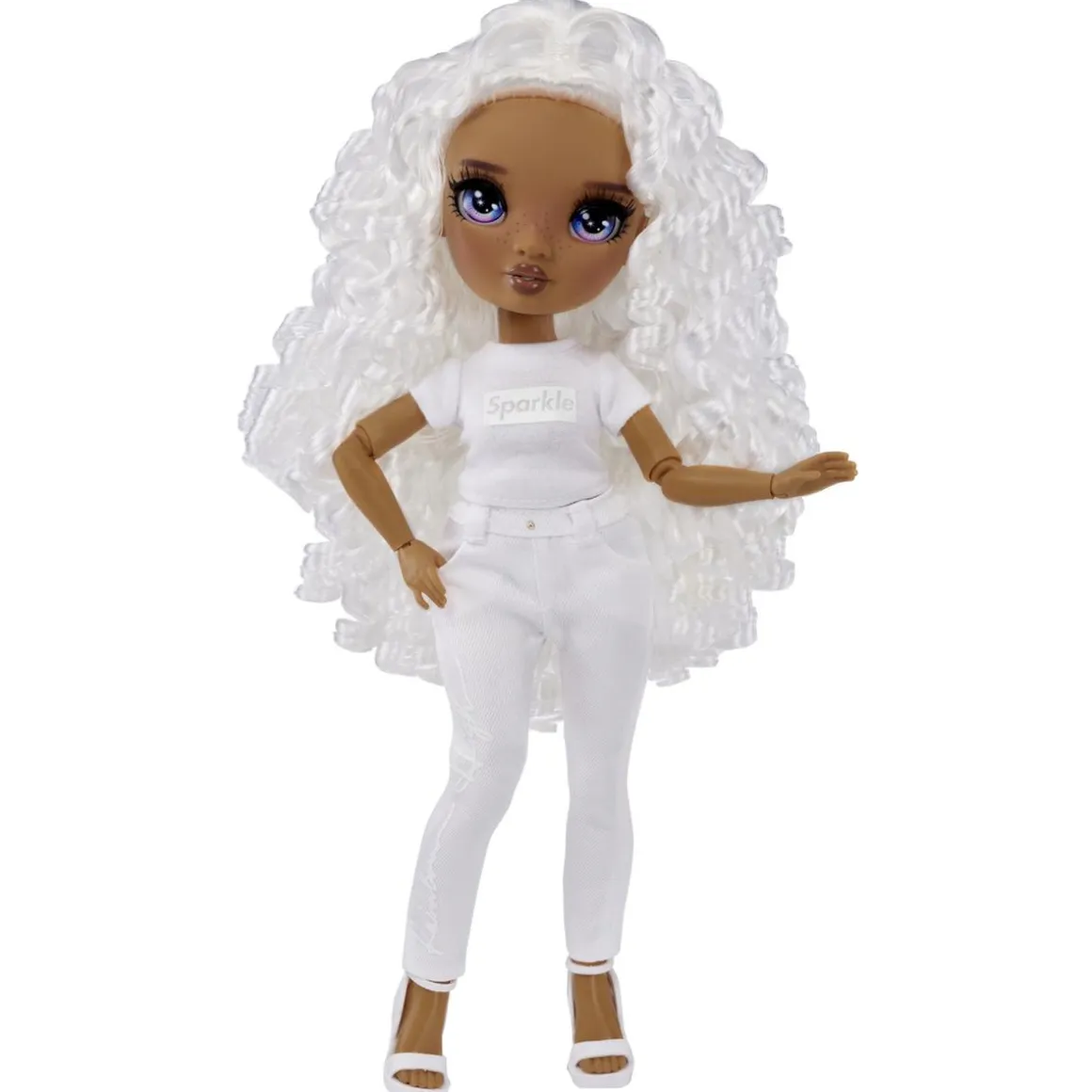 BABY born - Muñeca Fashion DIY colorear y crear - ojos morados, pelo rizado, top y zapatos extra, rotuladores arcoiris