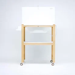 Bañera de Madera Natural Sobrebidé Topos Rosa