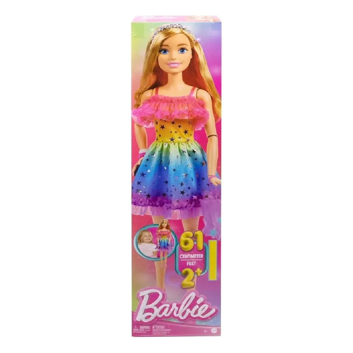 Barbie - Muñeca de 71 cm con vestido arcoíris