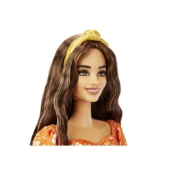 Barbie - Muñeca fashionista - Vestido naranja con flores blancas