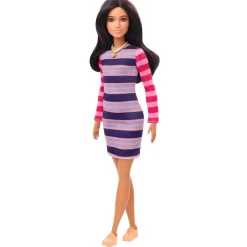 Barbie - Muñeca Fashionista - Vestido de rayas manga larga