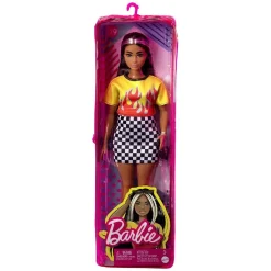Barbie - Muñeca fashionista - Top con llamas y falda a cuadros