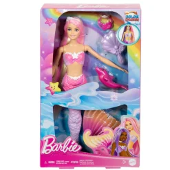 Barbie - Muñeca sirena cambio de color con delfín y accesorios ㅤ