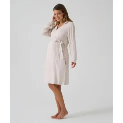 Bata premamá beige punto efecto tricot