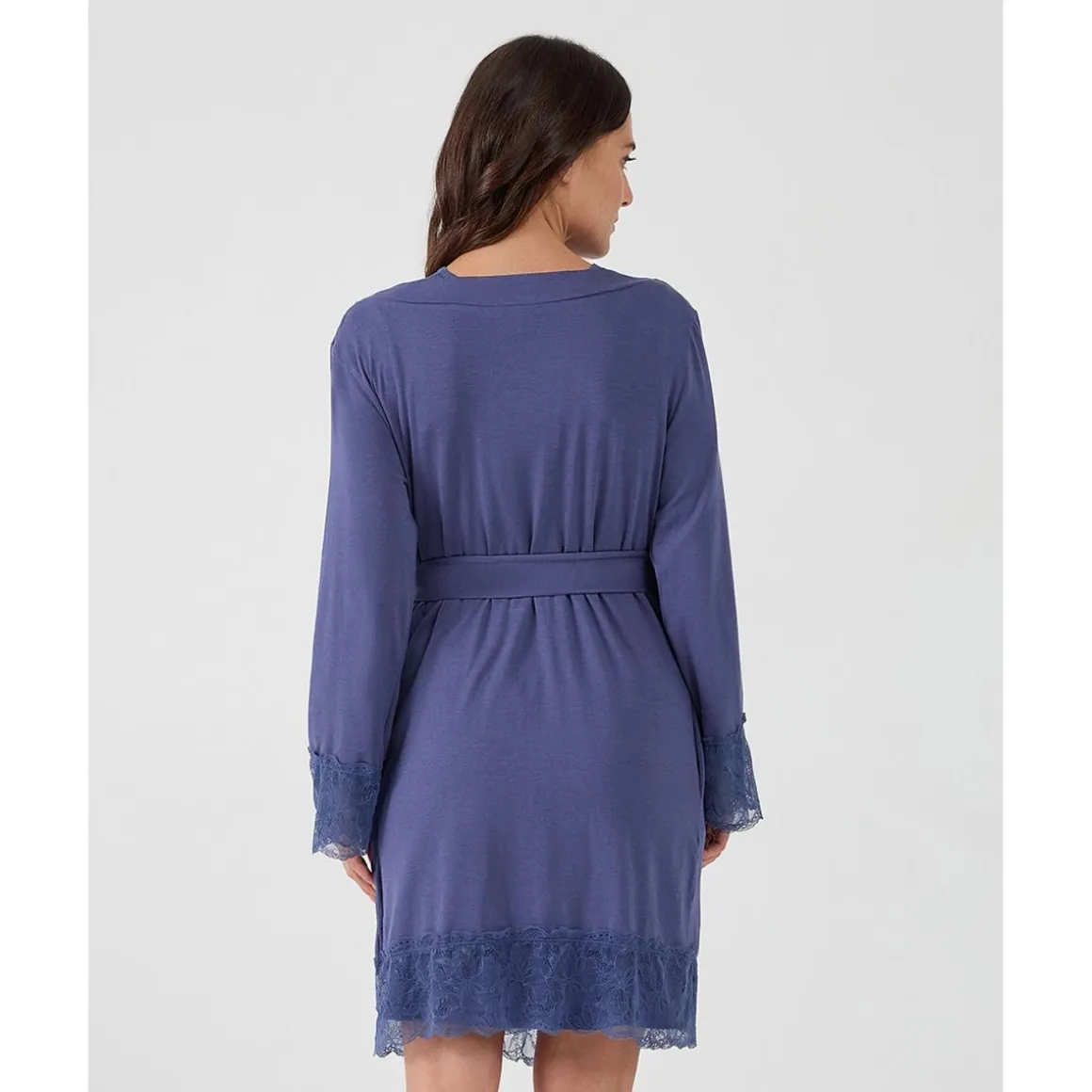 Batín premamá de lactancia azul con encaje