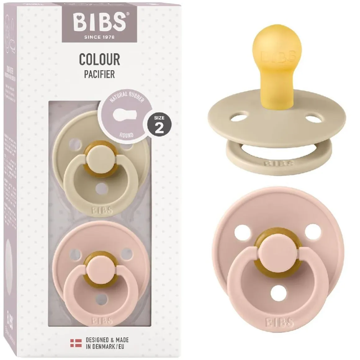 Bibs - Pack 2 chupetes Colour 6-18 meses - Vanilla/Blush