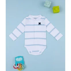 Body bebé blanco a rayas azules