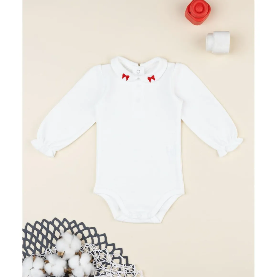 Body bebé niña blanco con bordado