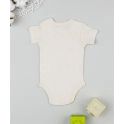 Body beige de manga corta para bebé con estampado floral