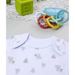 Body blanco de manga corta para bebé con estampado de ositos