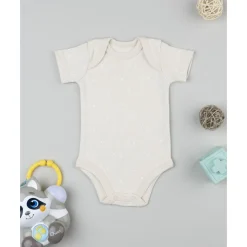 Body de bebé beige con flores estampadas