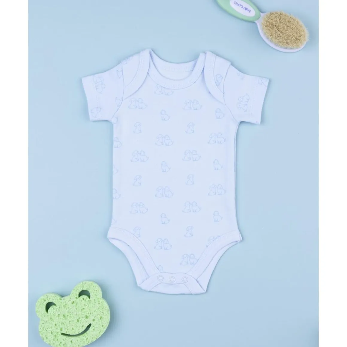 Body de bebé en algodón blanco con estampado de perritos