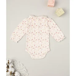 Body de manga larga para niña con estampado de flores