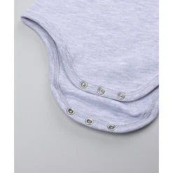 Body de manga larga para niña gris jaspe con cuello alto