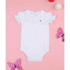 Body de niña blanco con bordado inglés