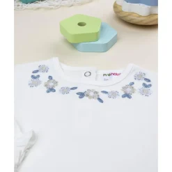 Body de niña blanco con bordado floral