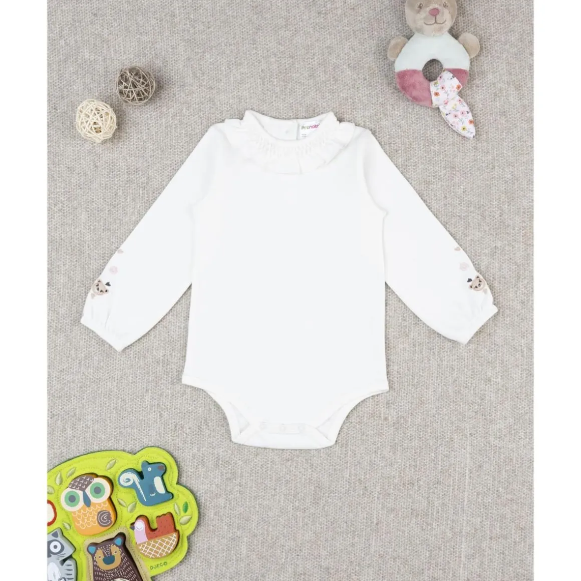 Body de niña blanco con estampado de ositos