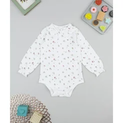 Body de niña blanco con florecitas