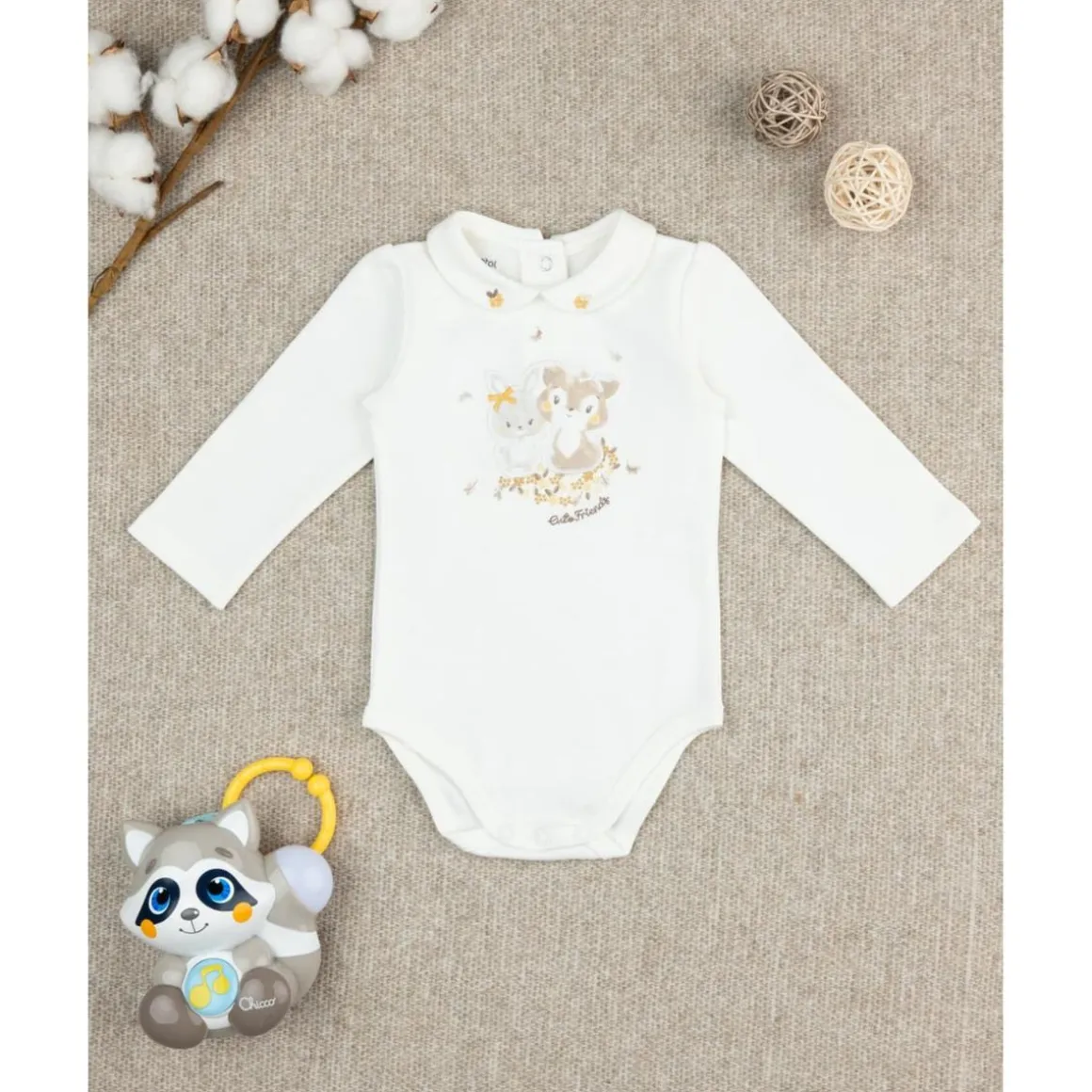 Body niña blanco con estampado de animalitos