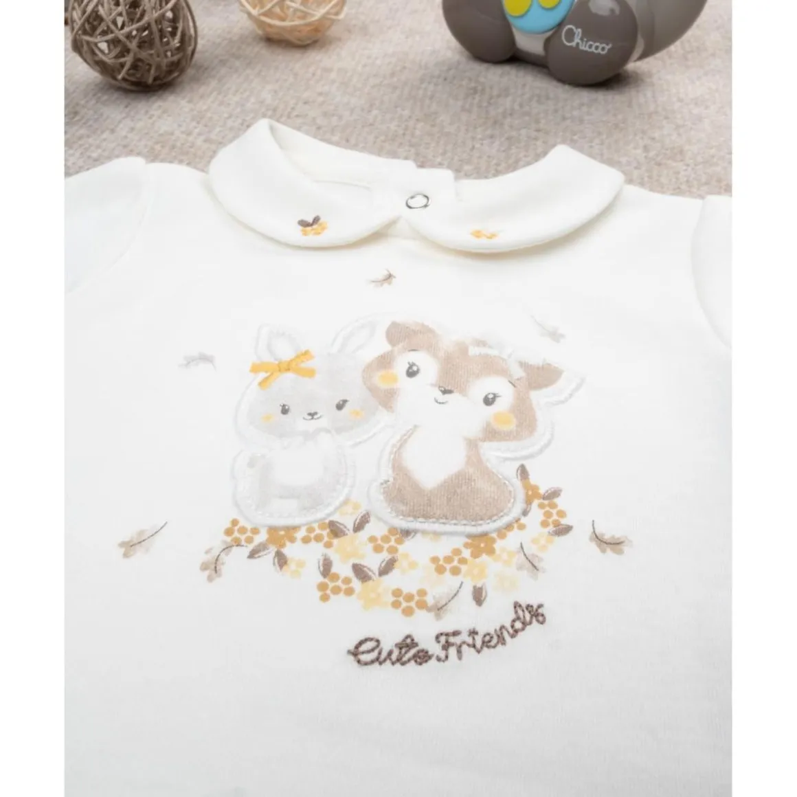 Body niña blanco con estampado de animalitos