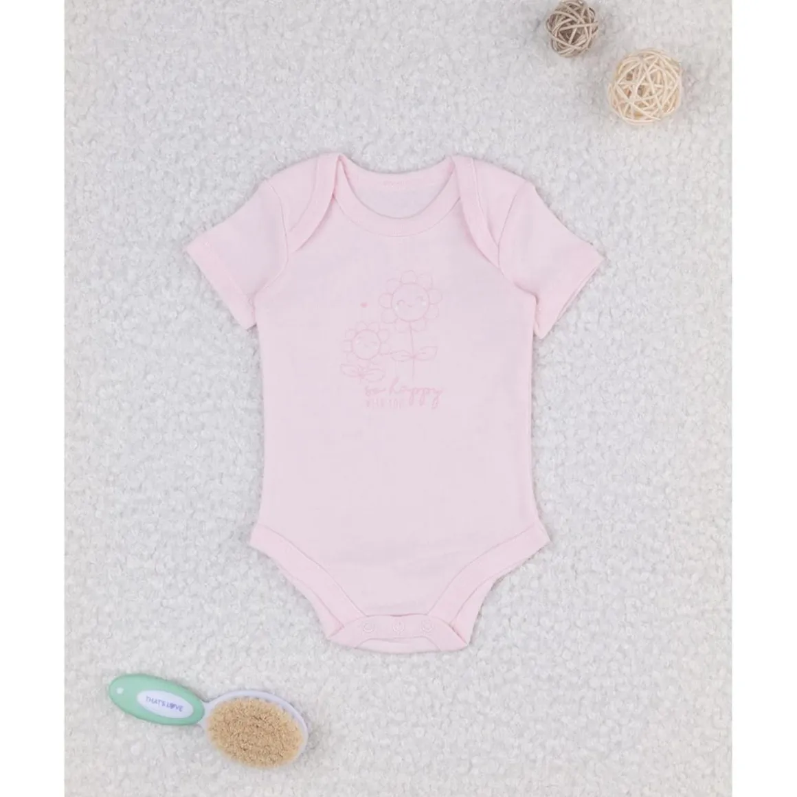 Body niña rosa de manga corta