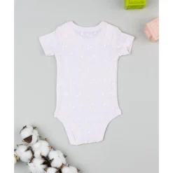 Body rosa de manga corta para bebé con estampado de flores