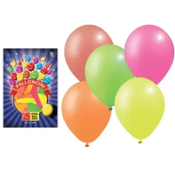Bolsa con 18 globos medianos fluorescentes