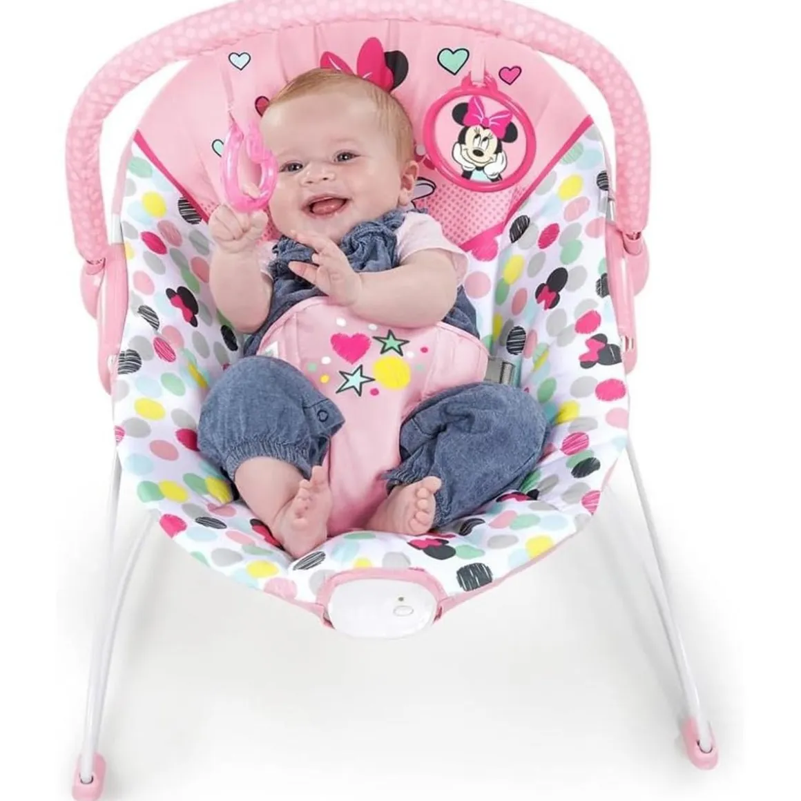 Bright Starts - Minnie Mouse - Hamaca mecedora con vibraciones y juegos lúdicos ㅤ