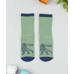Calcetines antideslizantes niño verde T-Rex