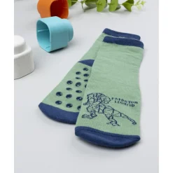Calcetines antideslizantes niño verde T-Rex