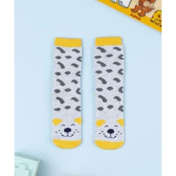 Calcetines antideslizantes gris/amarillo para niño