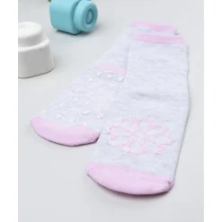 Calcetines antideslizantes niña gris con margarita