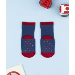 Calcetines antideslizantes niño azul con vehículos