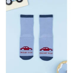 Calcetines antideslizantes niño azul con coches