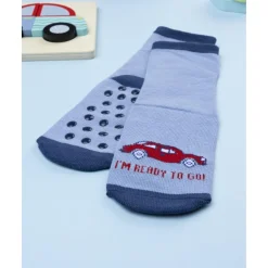 Calcetines antideslizantes niño azul con coches