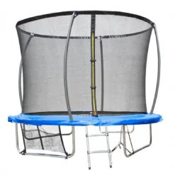 Cama elástica exterior de 305 cm con red, escalera y refuerzo de protección