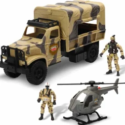 Camión y helicóptero militares