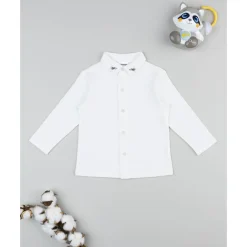 Camisa blanca con bordado perritos niño
