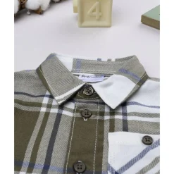 Camisa de niño de franela verde