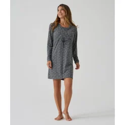 Camisa de noche premamá gris oscuro flores all-over