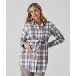 Camisa premamá y de lactancia con estampado tartán