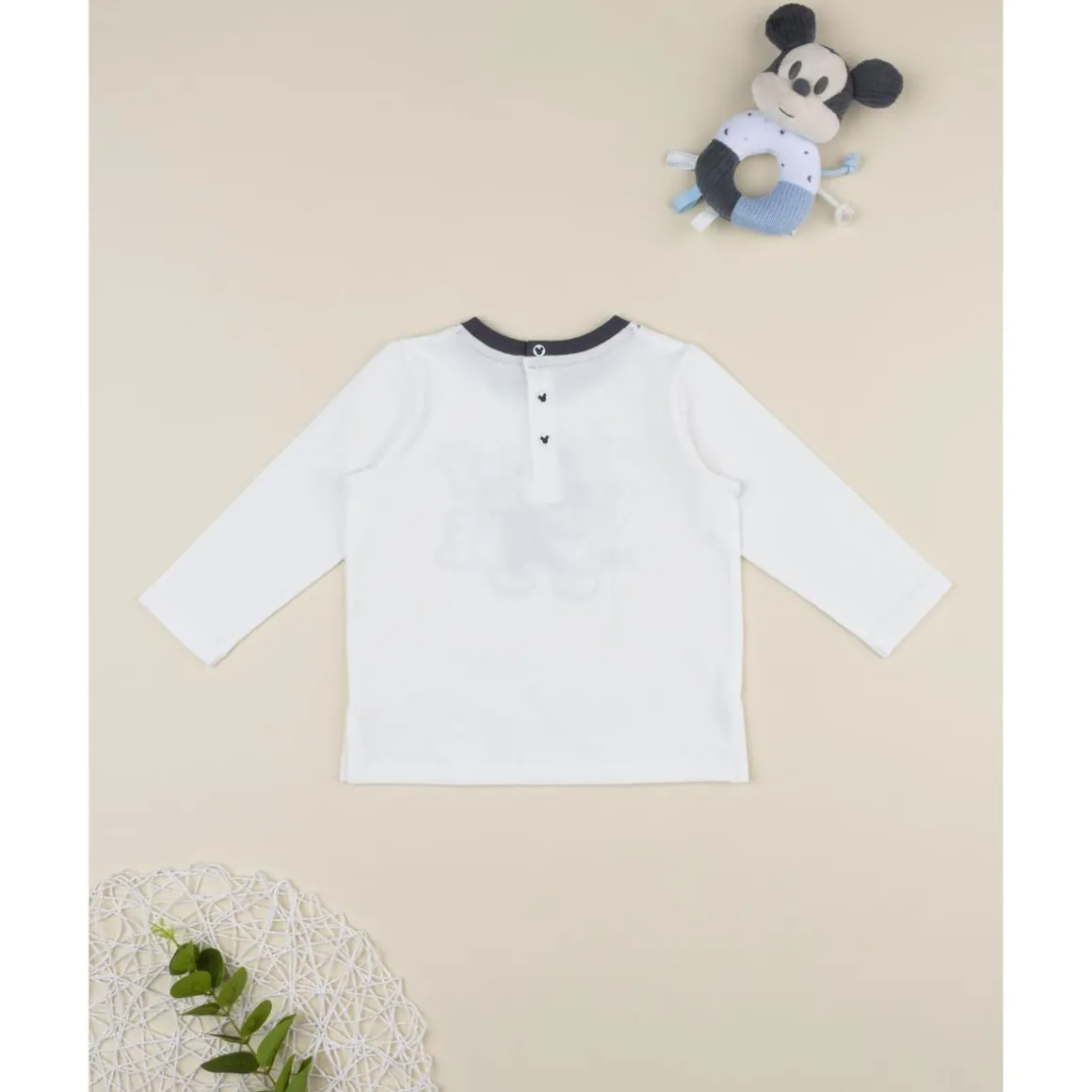 Camiseta blanca de manga larga para niño Mickey Mouse